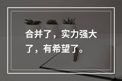 合并了，实力强大了，有希望了。