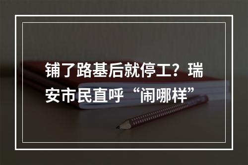 铺了路基后就停工？瑞安市民直呼“闹哪样”