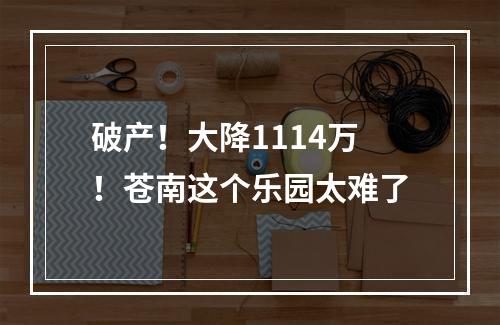 破产！大降1114万！苍南这个乐园太难了