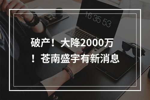 破产！大降2000万！苍南盛宇有新消息