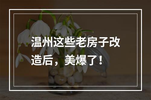 温州这些老房子改造后，美爆了！