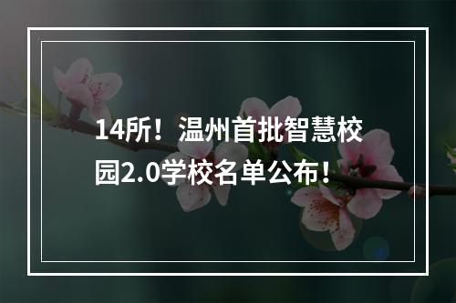 14所！温州首批智慧校园2.0学校名单公布！