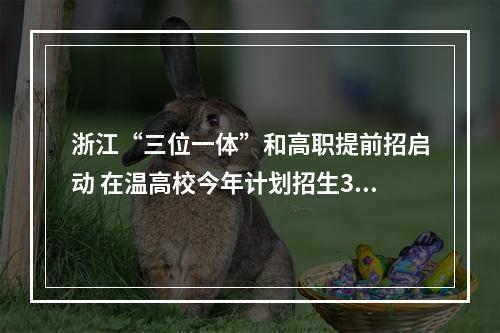 浙江“三位一体”和高职提前招启动 在温高校今年计划招生3280人