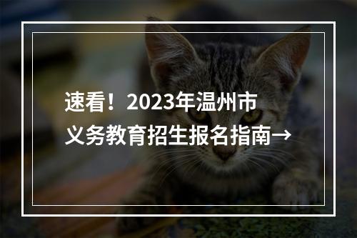 速看！2023年温州市义务教育招生报名指南→