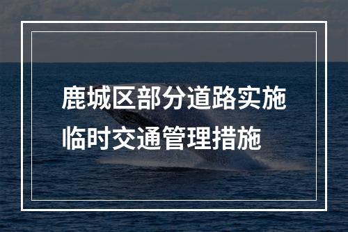 鹿城区部分道路实施临时交通管理措施