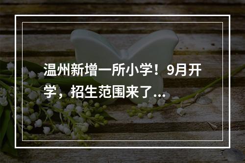 温州新增一所小学！9月开学，招生范围来了...