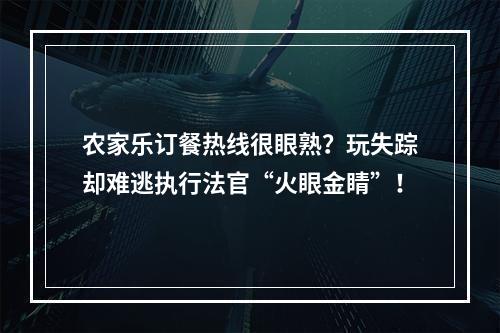 农家乐订餐热线很眼熟？玩失踪却难逃执行法官“火眼金睛”！