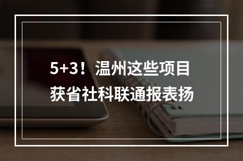 5+3！温州这些项目获省社科联通报表扬