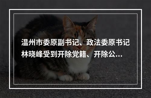 温州市委原副书记、政法委原书记林晓峰受到开除党籍、开除公职处分