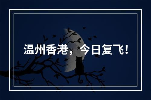 温州香港，今日复飞！