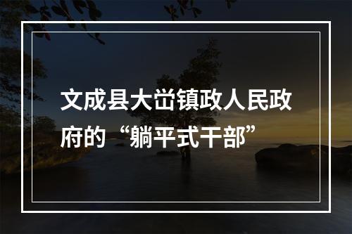 文成县大峃镇政人民政府的“躺平式干部”