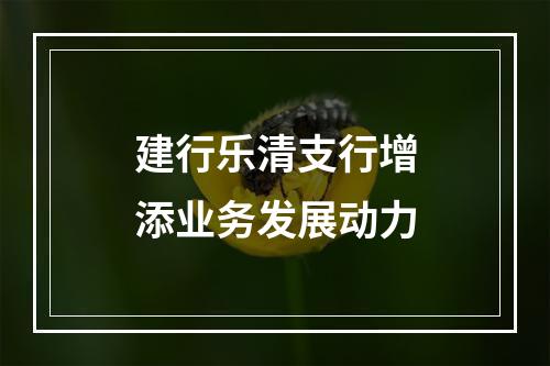 建行乐清支行增添业务发展动力