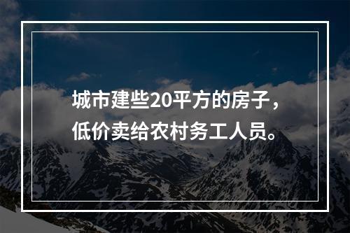 城市建些20平方的房子，低价卖给农村务工人员。