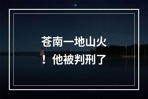 苍南一地山火！他被判刑了