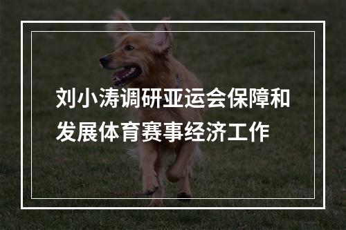 刘小涛调研亚运会保障和发展体育赛事经济工作