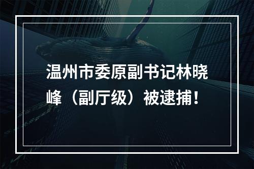 温州市委原副书记林晓峰（副厅级）被逮捕！