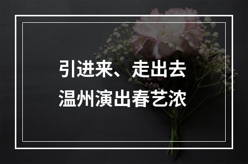引进来、走出去 温州演出春艺浓