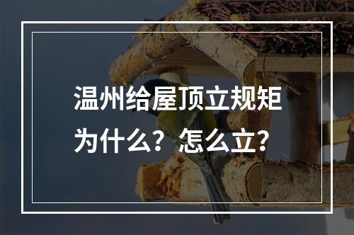温州给屋顶立规矩为什么？怎么立？