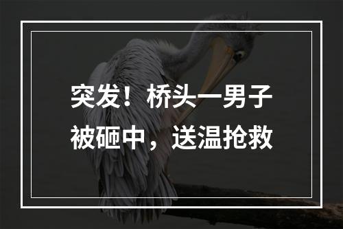 突发！桥头一男子被砸中，送温抢救