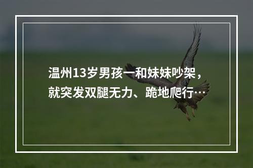 温州13岁男孩一和妹妹吵架，就突发双腿无力、跪地爬行…
