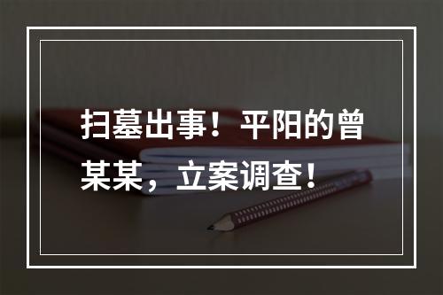扫墓出事！平阳的曾某某，立案调查！