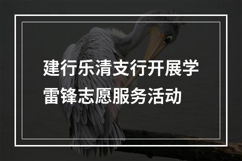 建行乐清支行开展学雷锋志愿服务活动