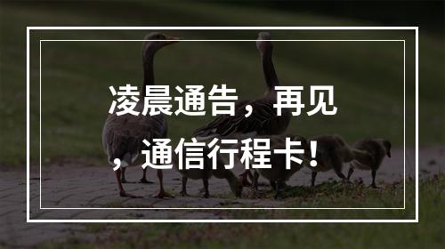 凌晨通告，再见，通信行程卡！