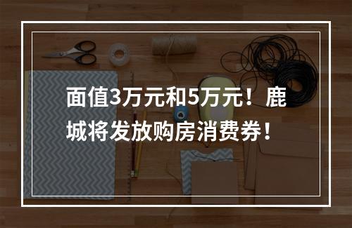 面值3万元和5万元！鹿城将发放购房消费券！