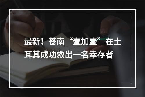 最新！苍南“壹加壹”在土耳其成功救出一名幸存者