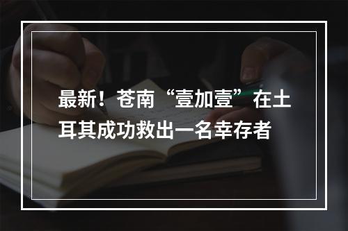 最新！苍南“壹加壹”在土耳其成功救出一名幸存者