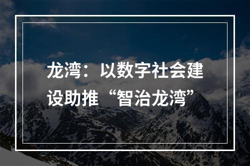 龙湾：以数字社会建设助推“智治龙湾”
