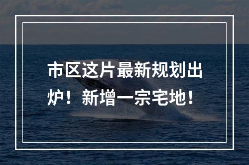 市区这片最新规划出炉！新增一宗宅地！