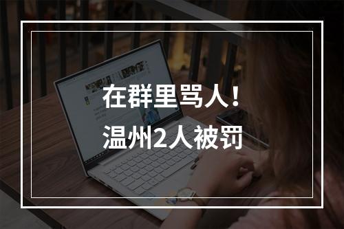 在群里骂人！温州2人被罚