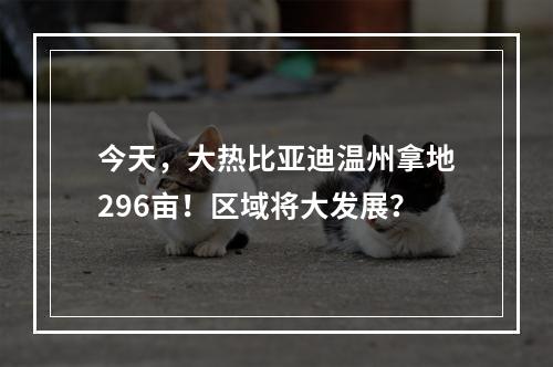 今天，大热比亚迪温州拿地296亩！区域将大发展？