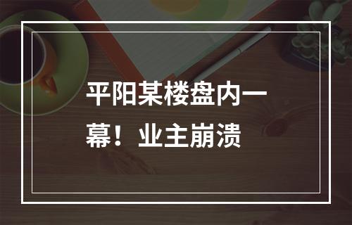 平阳某楼盘内一幕！业主崩溃