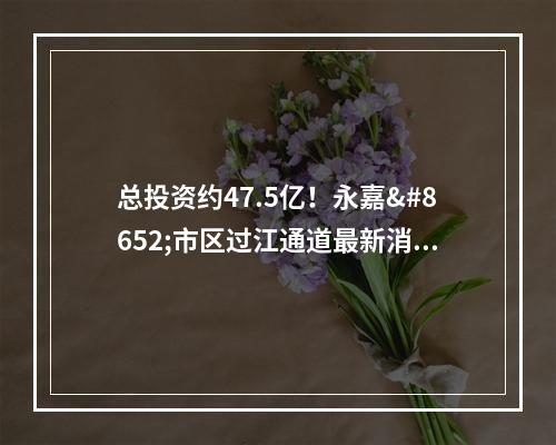 总投资约47.5亿！永嘉⇌市区过江通道最新消息