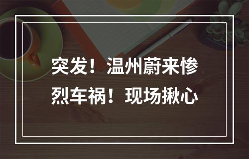 突发！温州蔚来惨烈车祸！现场揪心