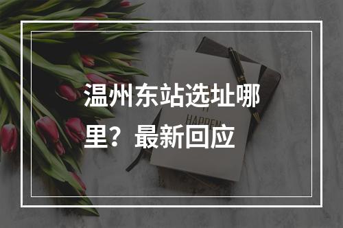 温州东站选址哪里？最新回应