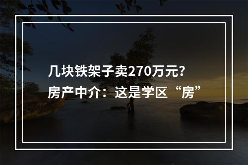几块铁架子卖270万元？房产中介：这是学区“房”