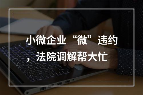 小微企业“微”违约，法院调解帮大忙