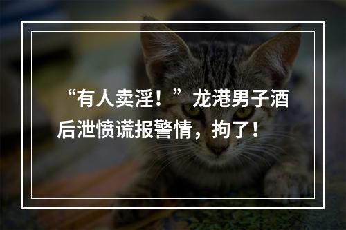 “有人卖淫！”龙港男子酒后泄愤谎报警情，拘了！