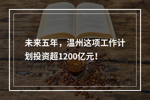 未来五年，温州这项工作计划投资超1200亿元！