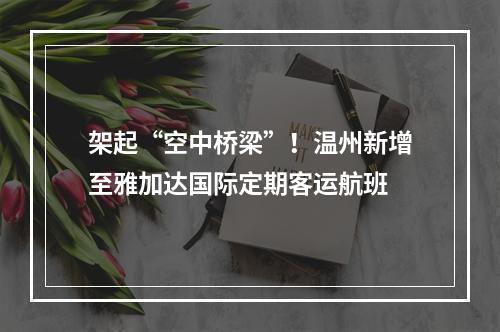 架起“空中桥梁”！温州新增至雅加达国际定期客运航班