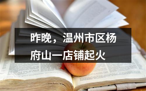 昨晚，温州市区杨府山一店铺起火