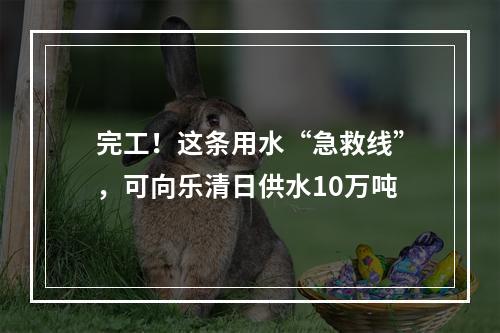 完工！这条用水“急救线”，可向乐清日供水10万吨