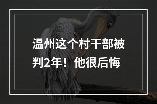 温州这个村干部被判2年！他很后悔