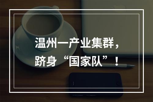温州一产业集群，跻身“国家队”！