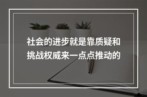 社会的进步就是靠质疑和挑战权威来一点点推动的