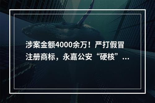 涉案金额4000余万！严打假冒注册商标，永嘉公安“硬核”守护知识产权安全