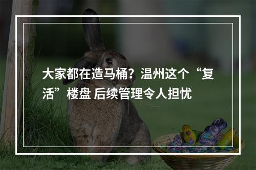 大家都在造马桶？温州这个“复活”楼盘 后续管理令人担忧